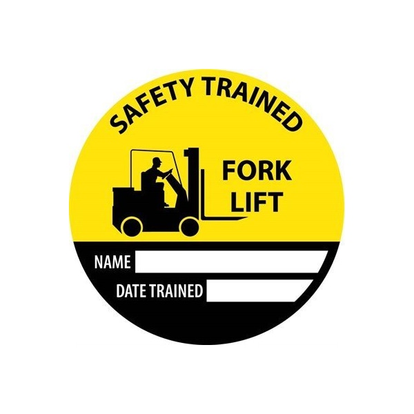 Nmc Safety Trained Fork Lift Name Date Trained Hard Hat Label, Pk25, Material: Reflective Vinyl Sheeting HH146R - main